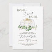 ホワイトカボチャ引っ越し祝いパーティーグリーンリーフローラパーティー 招待状 (正面)