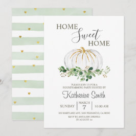 ホワイトカボチャ引っ越し祝いパーティーグリーンリーフローラパーティー 招待状