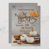 ホワイトカボチャ感謝の招待状 招待状 (正面/裏面)