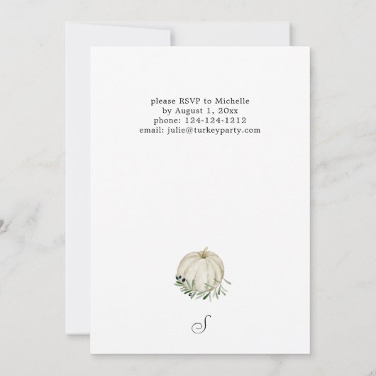 ホワイトカボチャ感謝祭 招待状 (裏面)