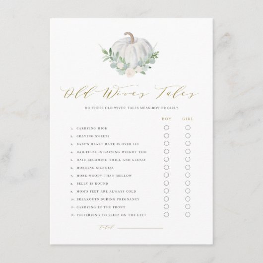 ホワイトカボチャ旧妻の物語予測ゲームカード エンクロージャーカード (正面)