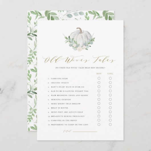 ホワイトカボチャ旧妻の物語予測ゲームカード エンクロージャーカード (正面/裏面)