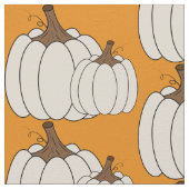 ホワイトカボチャ柄の秋オレンジの生地 ファブリック (クローズアップ)