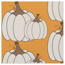 ホワイトカボチャ柄の秋オレンジの生地 ファブリック