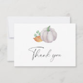 ホワイトカボチャ秋の赤ちゃんシャワー – サンキューカード (正面)