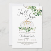 ホワイトカボチャ秋インラブブライダルシャワー緑 招待状 (正面)