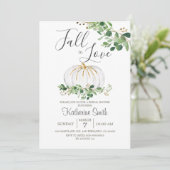 ホワイトカボチャ秋インラブブライダルシャワー緑 招待状 (スタンド正面)