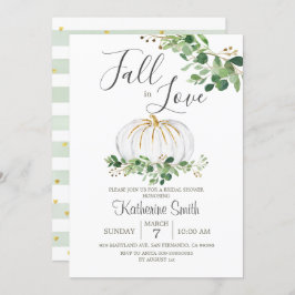 ホワイトカボチャ秋インラブブライダルシャワー緑 招待状