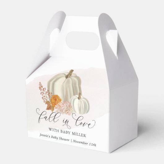 ホワイトカボチャ秋インラブベビーシャワーカスタマイズ フェイバーボックス (正面サイド)