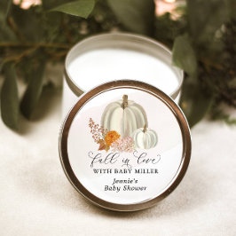 ホワイトカボチャ秋インラブベビーシャワーカスタマイズ ラウンドシール