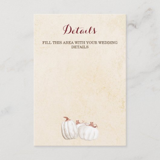 ホワイトカボチャ秋ハーベスト結婚ズ エンクロージャーカード (正面)