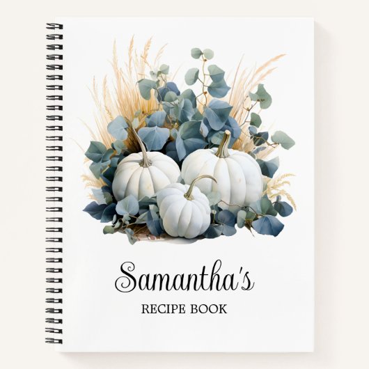 ホワイトカボチャ秋ブライダルシャワーレシピブック ノートブック (正面)