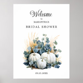 ホワイトカボチャ秋ブライダルシャワー歓迎 ポスター