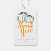 ホワイトカボチャ秋プレイドベビーシャワーメッセージカード ギフトタグ (正面)