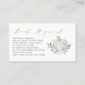 ホワイトカボチャ秋ベビシャワーブックリクエストカード プレイスカード (正面)