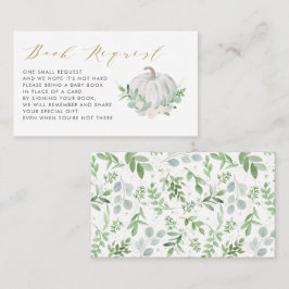 ホワイトカボチャ秋ベビシャワーブックリクエストカード プレイスカード