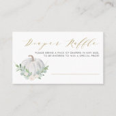 ホワイトカボチャ秋ベビーシャワーおむつラッフルカード プレイスカード (正面)