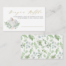 ホワイトカボチャ秋ベビーシャワーおむつラッフルカード プレイスカード