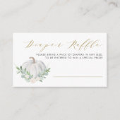 ホワイトカボチャ秋ベビーシャワーおむつラッフルゲーム エンクロージャーカード (正面)