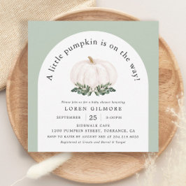 ホワイトカボチャ秋ベビーシャワーアーチ招待状 招待状