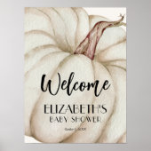 ホワイトカボチャ秋ベビーシャワーウェルカム ポスター (正面)