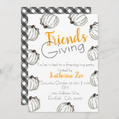 ホワイトカボチャ秋感謝祭フレンドギビング 招待状 (正面/裏面)