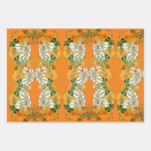 ホワイトカボチャ紅葉タッドスツールフローラグリーン ラッピングペーパーシート (正面)