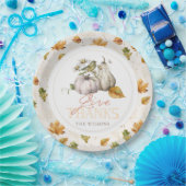 ホワイトカボチャ紅葉バードサンクスギビング ペーパープレート (パーティー)