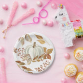 ホワイトカボチャ紅葉感謝祭 ペーパープレート (パーティー)