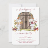 ホワイトカボチャ素朴ウッドドアフレンドリーパーティー 招待状 (正面)