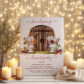 ホワイトカボチャ素朴ウッドドアフレンドリーパーティー 招待状