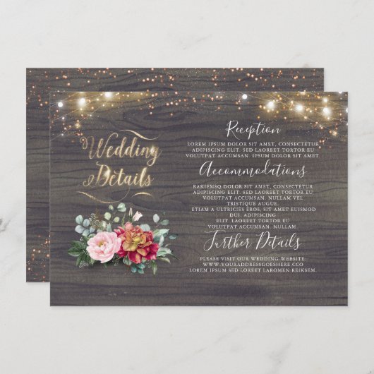 ホワイトカボチャ素朴ンカントリーウェディング詳細 エンクロージャーカード (正面/裏面)