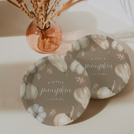 ホワイトカボチャ素朴ン秋ベビーシャワー ペーパープレート