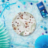 ホワイトカボチャ素朴紅葉パターン ペーパープレート (パーティー)