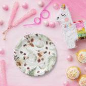 ホワイトカボチャ素朴紅葉パターン ペーパープレート (パーティー)