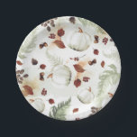 ホワイトカボチャ素朴紅葉パターン ペーパープレート<br><div class="desc">ホワイトパンプキン秋紙プレート</div>