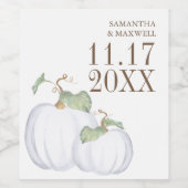 ホワイトカボチャ結婚のワインラベルパーソナライズされた ワインラベル (シングルラベル)