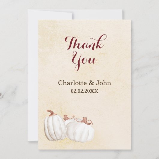 ホワイトカボチャ結婚ン秋ハーベスト感謝していのユーザ サンキューカード (正面)