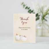 ホワイトカボチャ結婚ン秋ハーベスト感謝していのユーザ ポストカード (スタンド正面)