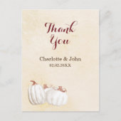 ホワイトカボチャ結婚ン秋ハーベスト感謝していのユーザ ポストカード (正面)