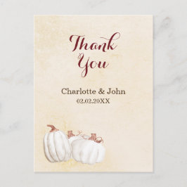 ホワイトカボチャ結婚ン秋ハーベスト感謝していのユーザ ポストカード
