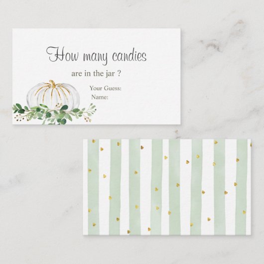 ホワイトカボチャ緑のフローラキャンディーの数 エンクロージャーカード (正面/裏面)