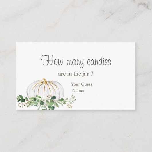 ホワイトカボチャ緑のフローラキャンディーの数 エンクロージャーカード (正面)