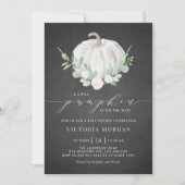 ホワイトカボチャ緑の黒板秋ベビーシャワー 招待状 (正面)