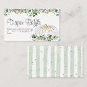 ホワイトカボチャ緑フローラおむつラッフルカード エンクロージャーカード (正面/裏面)