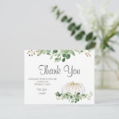 ホワイトカボチャ緑フローラベビーシャワー サンキューカード (スタンド正面)
