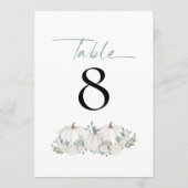 ホワイトカボチャ花模様結婚ティール（緑がかった色）のテーブル番号 (裏面)