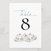 ホワイトカボチャ花模様結婚ティール（緑がかった色）のテーブル番号 (正面)