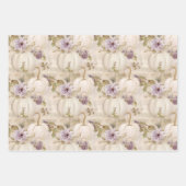 ホワイトカボチャ薄紫紫秋水彩フローラ ラッピングペーパーシート (正面3)