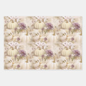 ホワイトカボチャ薄紫紫秋水彩フローラ ラッピングペーパーシート (正面)